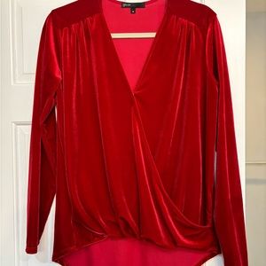 Gibson Look Red Velvet Wrap Top